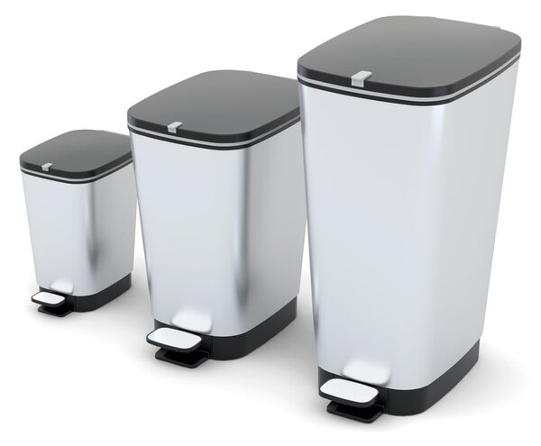 Cestino per la spazzatura argentato in plastica con pedale 45 l Chic Bin L – KIS