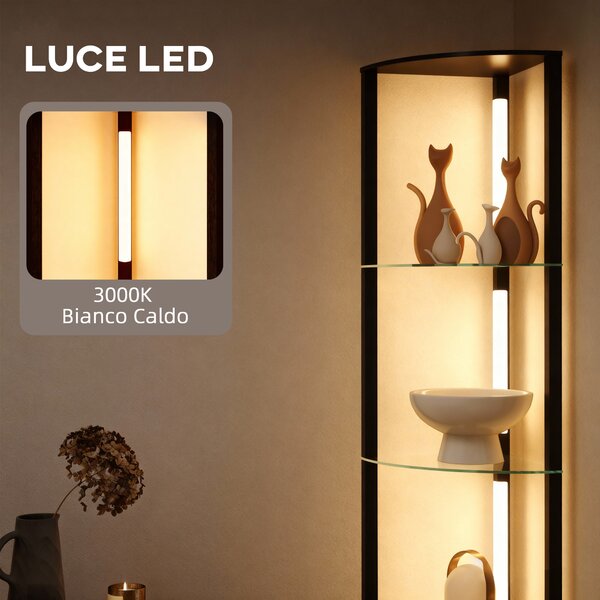 HOMCOM Lampada da Terra con 5 Ripiani e Luce LED, 3 Livelli di Luminosità e Interruttore a Pedale, Nero | Aosom Italy