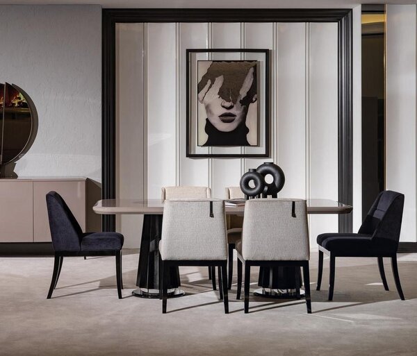 Moderno tavolo da pranzo in legno beige, design elegante