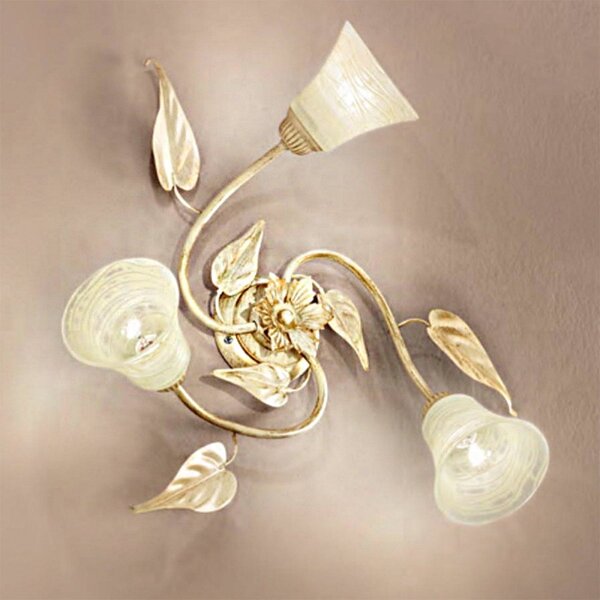 Plafoniera classica due p illuminazione tosca pl3 e14 led metallo vetro bianco paglierino - Due P Illuminazione
