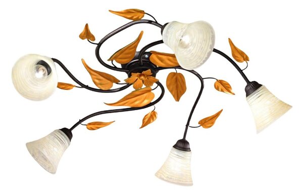 Plafoniera classica due p illuminazione tosca pl5 e14 led metallo vetro bianco paglierino - Due P Illuminazione