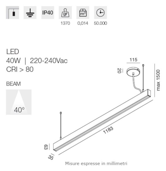 Sospensione moderna gea led gso130c led biemissione alluminio - Gea Led
