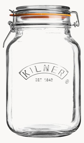 Set di 4 barattoli quadrati in vetro con chiusura a clip Kilner