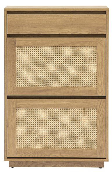 Mobile per scarpe finitura legno chiaro quercia e intreccio di rattan L70 cm ALICANTE