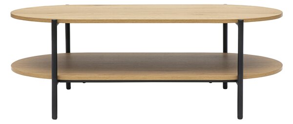 Tavolino ovale finitura legno chiaro quercia e metallo L115 cm BRUNA