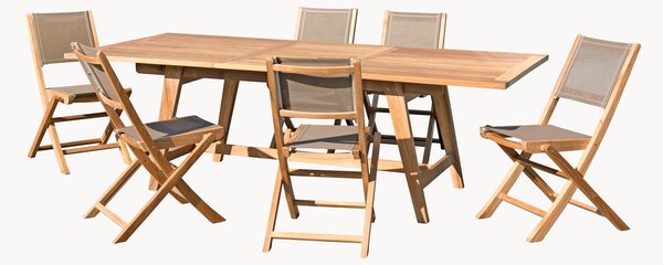 Set da giardino in legno di teak Fun, set da 7