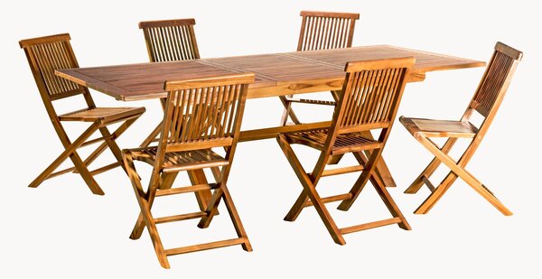 Set da pranzo da giardino in legno di teak Maeva, set da 7