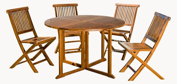 Set da pranzo da giardino in legno di teak con foro per ombrellone Maeva, set da 5