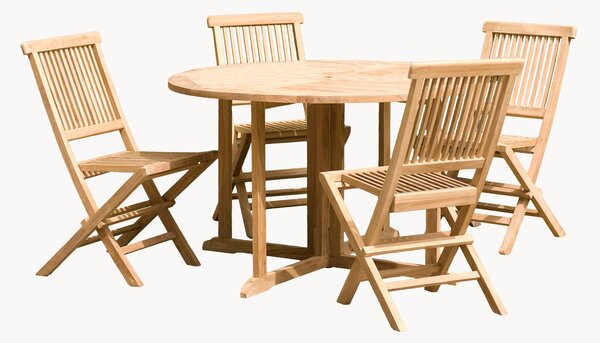 Set da pranzo da giardino in legno di teak Fun con foro per ombrellone, set da 5