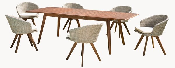 Set da giardino in legno di acacia Vick, set da 7
