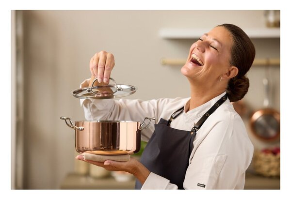 Pentola in acciaio inox e rame con coperchio incluso adatta all'induzione 3 l – Blomsterbergs