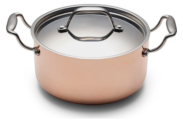Pentola in acciaio inox e rame con coperchio incluso adatta all'induzione 3 l – Blomsterbergs
