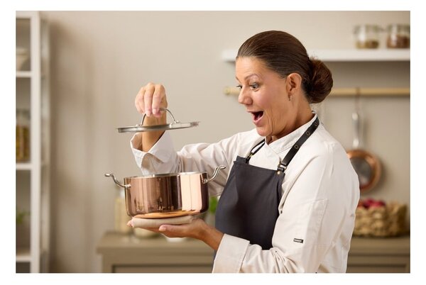 Pentola in acciaio inox e rame con coperchio incluso adatta all'induzione 3 l – Blomsterbergs