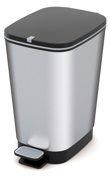 Cestino per la spazzatura argentato in plastica con pedale 25 l Chic Bin M – KIS