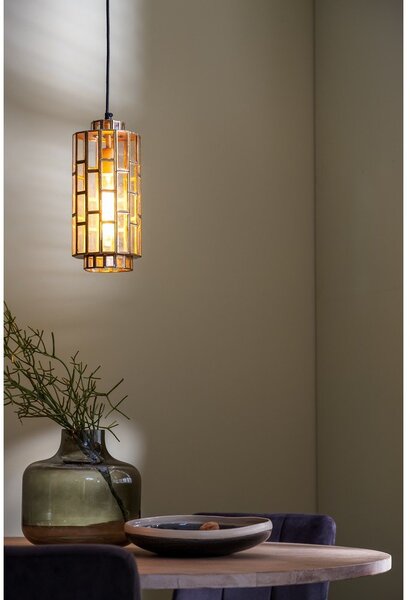 Lampadario color bronzo con paralume in vetro Søstrene – Light & Living