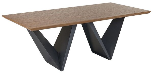 Tavolo da pranzo Piano in legno scuro Gambe in metallo Nero 200 x 100 cm Industrial Beliani