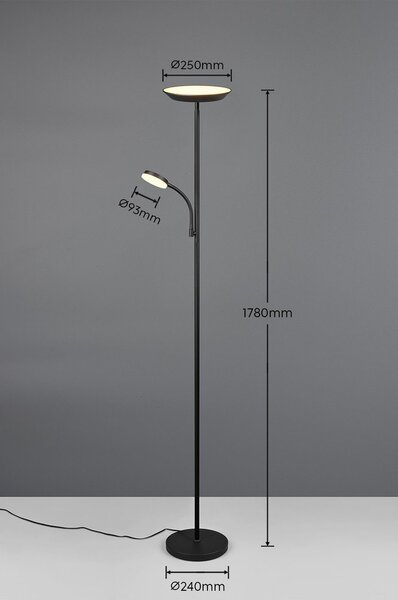 Lampada da terra nera (altezza totale 178 cm) Specter – Reality