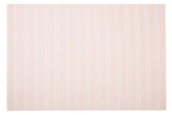 Tappeto tappetino Tappeto Rosa Reversibile Materiale Sintetico Esterno e Interno Bianco Righe Rettangolare 140 x 200 cm Beliani