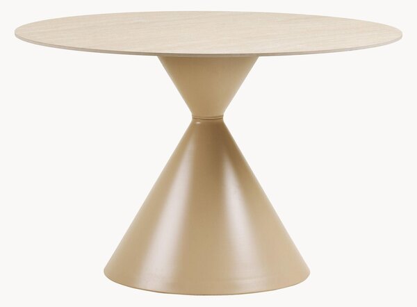 Tavolo rotondo con piano effetto travertino Annecy, Ø 120 cm