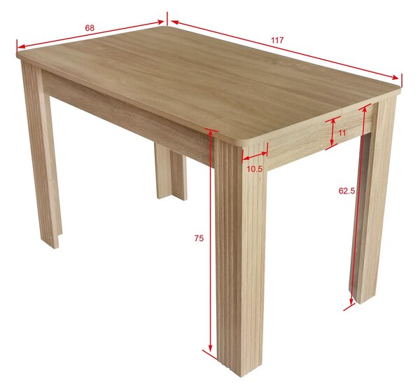 Tavolo da pranzo, rettangolare, tavolo da pranzo moderno e minimalista, 117 × 68 × 75 cm, Colore naturale|Aosom