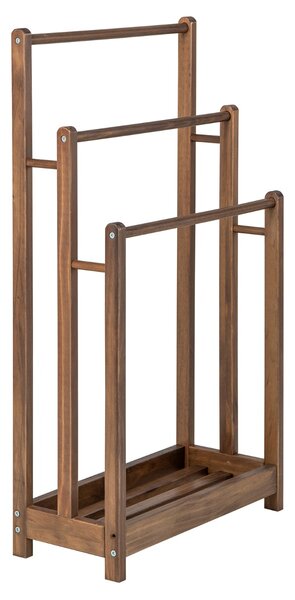 Costway Portasciugamani in legno autoportante con mensola inferiore, Porta asciugamani a 3 livelli leggero Marrone rustico