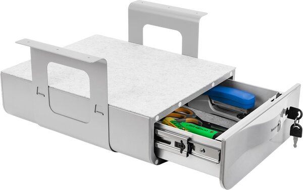 Cassetto da posizionare sotto la scrivania, organizer da scrivania, organizer da ufficio da posizionare sotto la scrivania, cassetto organizer da appendere sotto il tavolo per ufficio, casa, scuola, Spacetronik SPB-121W bianco