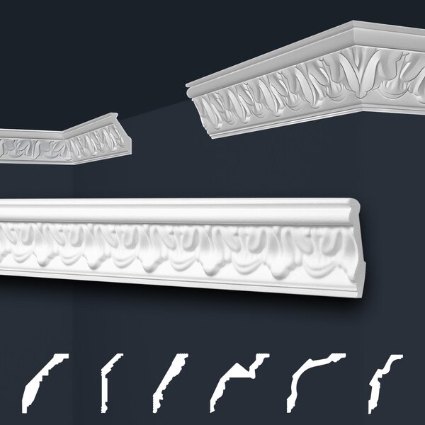 Stucchi in gesso bianco con motivo, pannelli in polistirene espanso sagomati, modanature per soffitti della serie "B" di Marbet