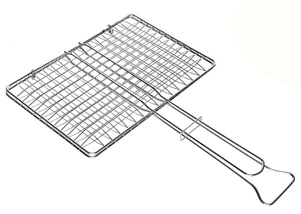 Griglia Doppia per Barbecue 27x37 cm Senza Piedini in Filo di Ferro Cromato Made in Italy