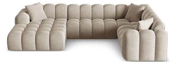 Divano angolare marrone chiaro (con penisola a destra/a U) con rivestimento in ciniglia Treno – Cosmopolitan Design