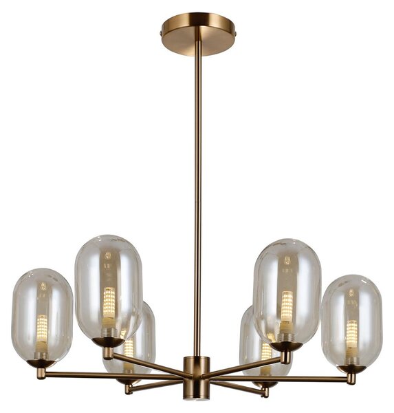 Lampada a sospensione con paralumi ovali Perano, bronzo anticato, 6xG9x5W, metallo, dimensioni: 59x62x62 cm, IP20, Italux