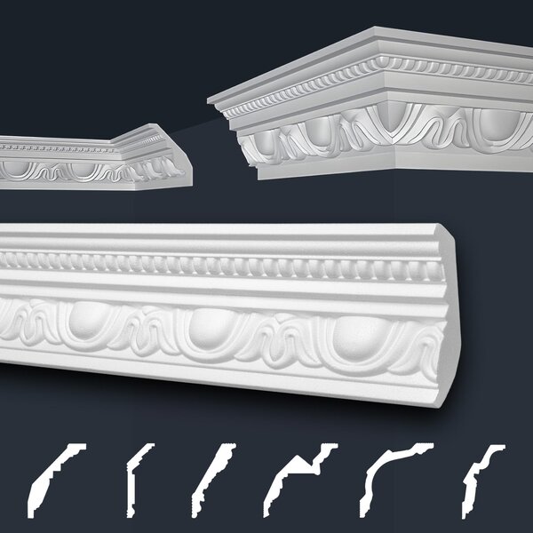 Stucchi in gesso bianco con motivo, pannelli in polistirene espanso sagomati, modanature per soffitti della serie "B" di Marbet