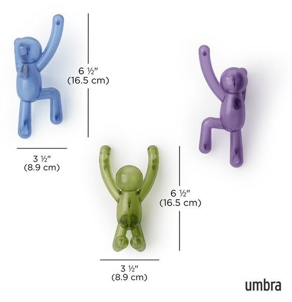 Set di ganci senza foratura in plastica 3 pz Buddy – Umbra