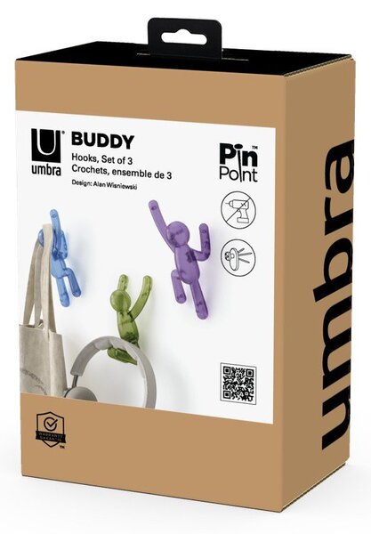 Set di ganci senza foratura in plastica 3 pz Buddy – Umbra