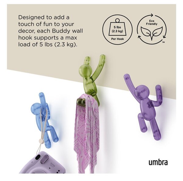 Set di ganci senza foratura in plastica 3 pz Buddy – Umbra