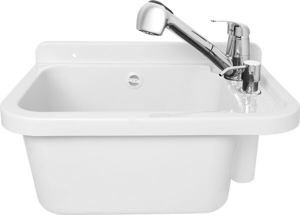 ADGO® Lavello Lavello bianco 50 cm Rubinetto e dispenser sapone