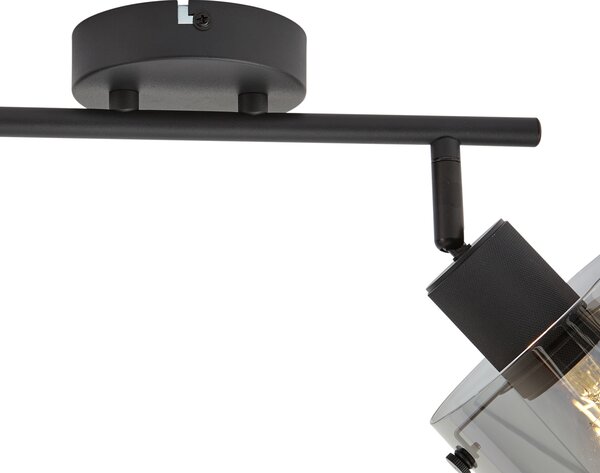 Faretto da soffitto di design nero con vetro fumé 2 luci - Domo