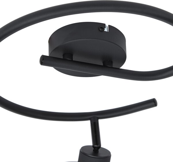 Faretto da soffitto di design nero con vetro fumé rotondo a 3 luci - Domo