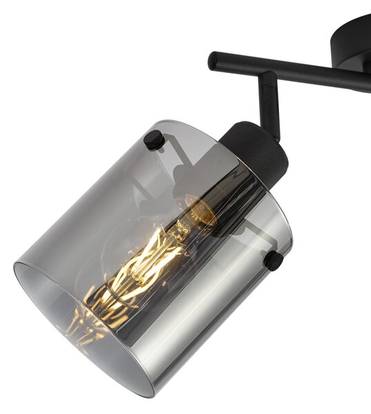 Faretto da soffitto di design nero con vetro fumé 2 luci - Domo