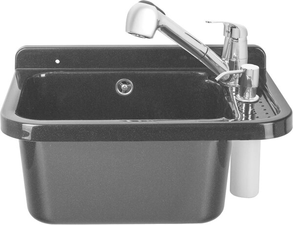 ADGO® Rubinetto lavabo 60 cm con bocca estraibile e dispenser sapone