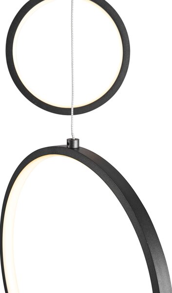 Lampada a sospensione di design nera a 9 luci con LED dimmerabile a 3 livelli - Vide Anella