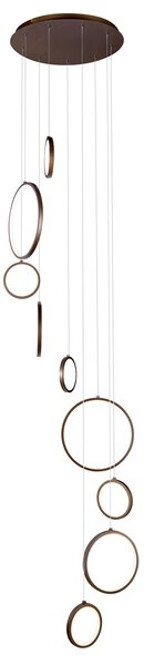 Lampada a sospensione di design bronzo scuro a 9 luci con LED dimmerabile a 3 livelli - Vide Anella