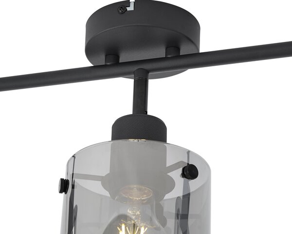 Faretto da soffitto di design nero con vetro fumé 3 luci - Domo