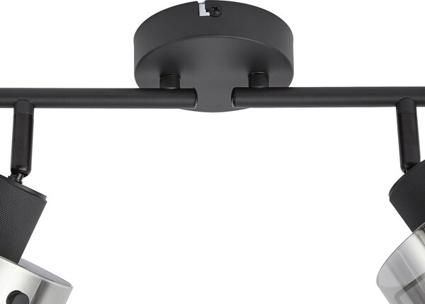 Faretto da soffitto di design nero con vetro fumé 4 luci - Domo