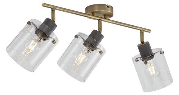 Faretto da soffitto di design bronzo con vetro trasparente 3 luci - Domo