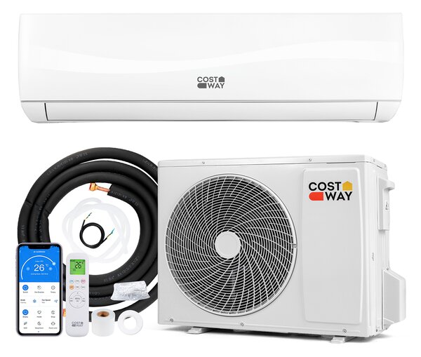 Costway Condizionatore inverter monosplit 24000 btu r32 a++ 19db, Climatizzatore unità esterna telecomando e wifi autopulente