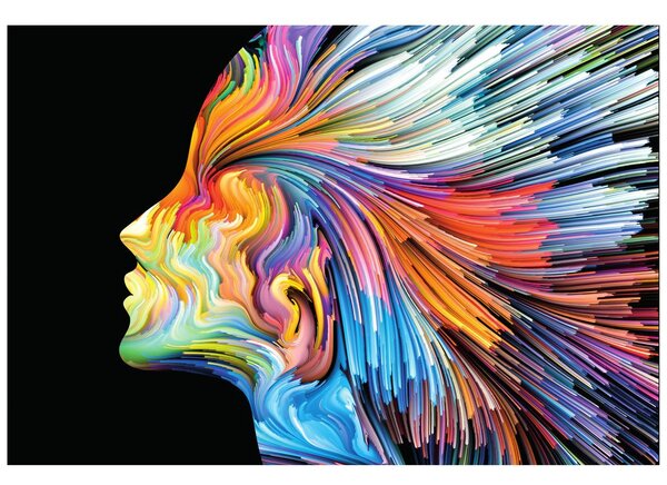 Carta da parati – Profilo colorato del volto femminile