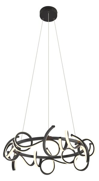 Lampada a sospensione di design nera rotonda dimmerabile a 3 livelli - Krisscross