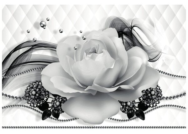 Carta da parati – Rosa in bianco e nero con astrazione