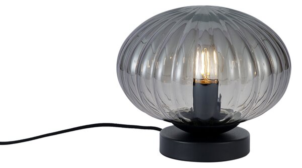 Lampada da tavolo di design nera con vetro fumé - Mochi