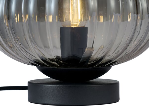 Lampada da tavolo di design nera con vetro fumé - Mochi